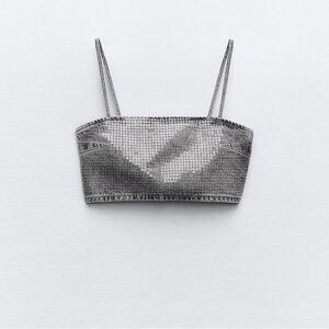 Zara Shiny Crop Top New W/O Tags Embellished with Sequins